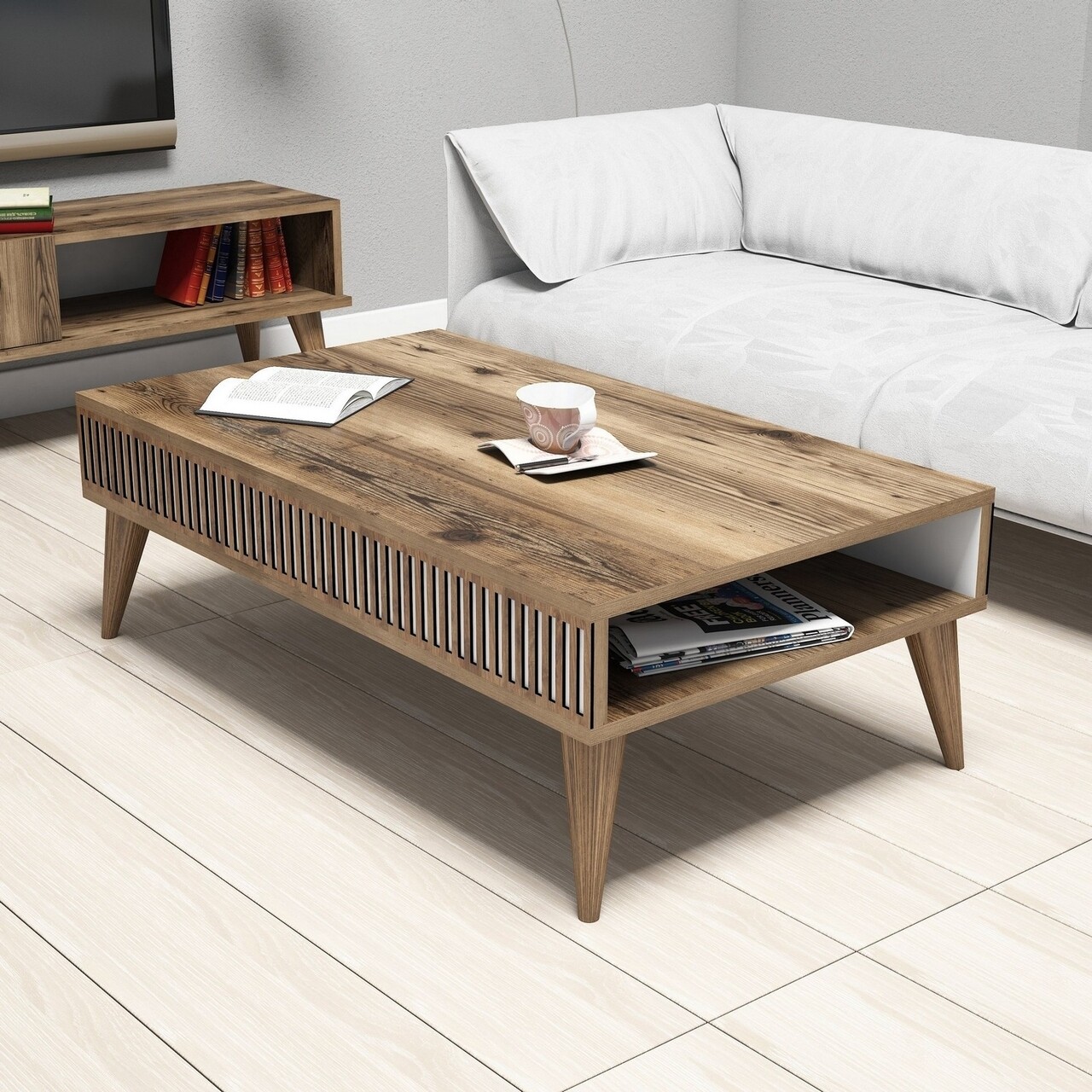 Masuta de cafea Milan Walnut, Hommy Craft, 105x60x34,6 cm, aluna - imagine 4